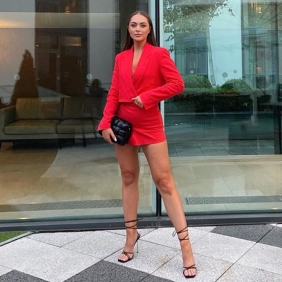 NWT Zara 2 Piece Linen Blend Cropped Blazer &Skirt - Picture 2 of 15